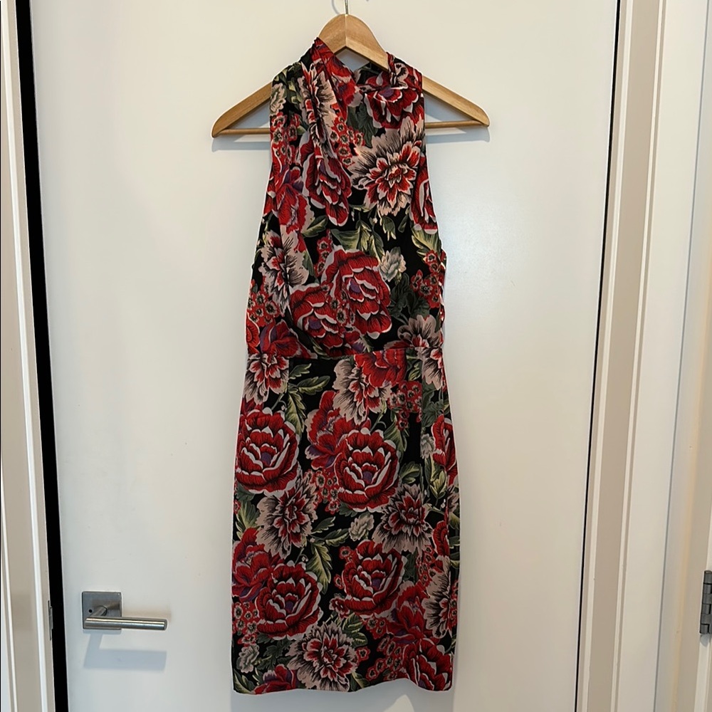 Reiss | Red Floral Cocktail Dress (Size 4) 🌹